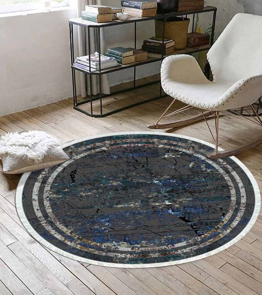 Birkilim Yuvarlak Yıkanabilir Dekoratif Halı İpeksi Kaymaz Taban | MLN-IP-YU-HY-1266