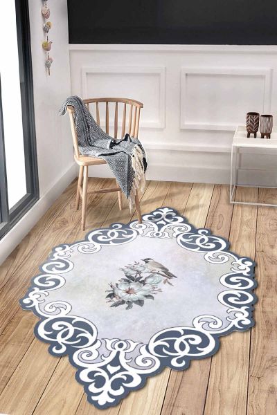 Birkilim Lazer Kesim Yıkanabilir İpeksi Kaymaz Taban Dekoratif Halı | MLN-IP-HY-1201