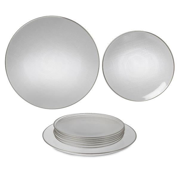 İpek | Kumaş Desen Cam Pasta Tabak Takımı 7 Parça 21-28 cm | 17857-17856