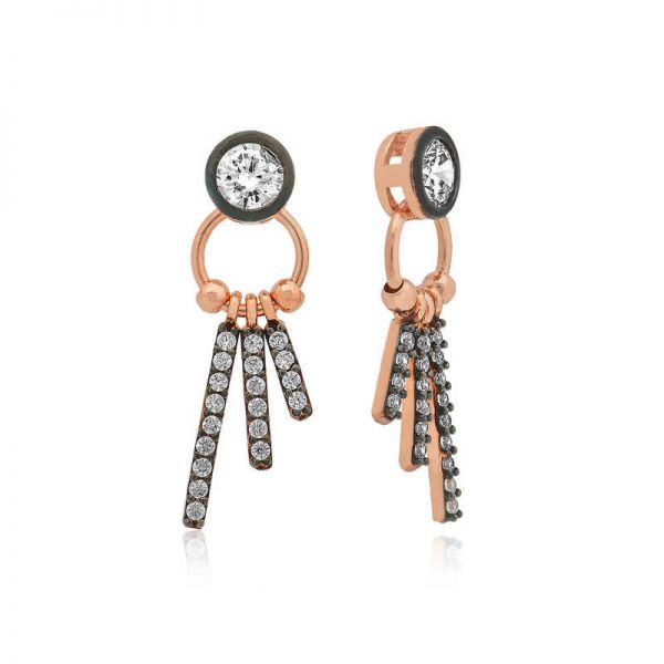 ​Gümüş Çubuk Taşlı Küpe