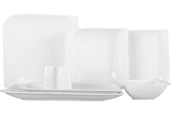 Bavary 28 Parça Yemek Takımı | 6 Kişilik | Kare | Beyaz | By-yj1698