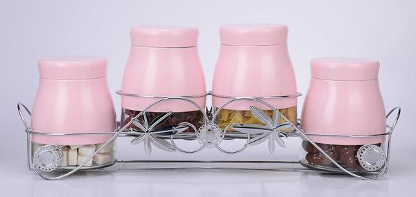 Schäfer Cam Kavanoz Seti 5 Parça Pembe