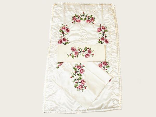 Kanaviçe İşlemeli Bohça Seti Bordo