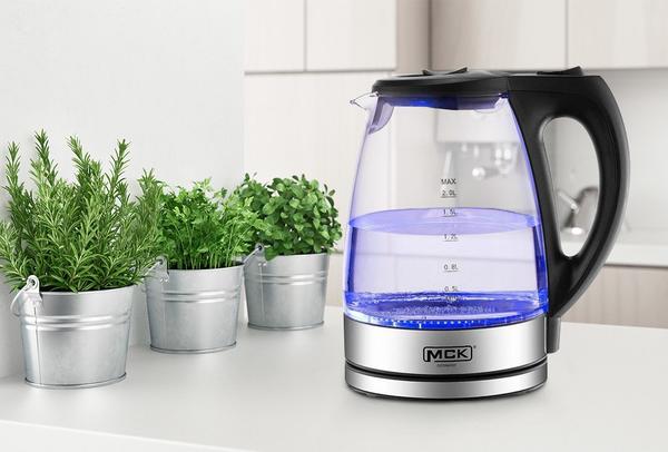 MCK Cam Elektrikli Su Isıtıcısı 2 lt Kablosuz Led - Siyah