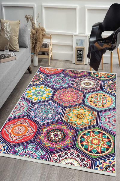 Birkilim Yıkanabilir Dekoratif Halı İpeksi Kaymaz Taban | MLN-IP-HS-499