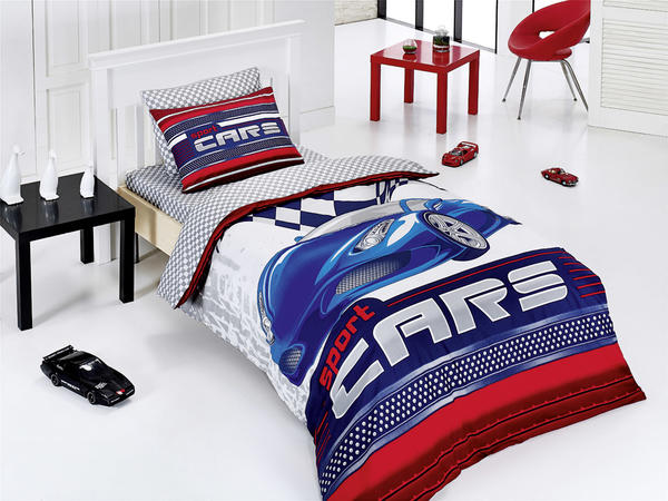 Ensemble housse de couette simple Belenay Sport Cars Bleu