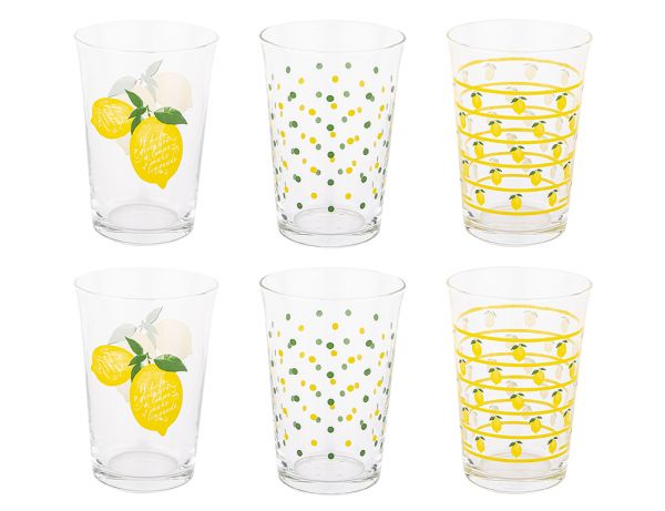 008-01-6 PARÇA LİMON DESENLİ SU BARDAĞI TAKIMI