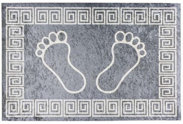 Dekonaz Yıkanabilen Kaymaz Ayak Paspası | 60x40cm | Gri Beyaz |