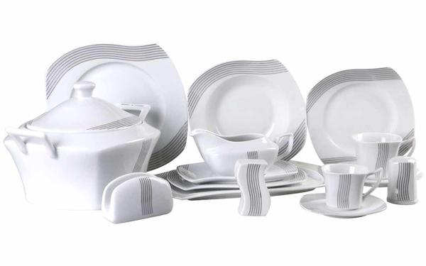 Schäfer 86 Parça Porselen Yemek Takımı Şerit Desen S-Form | 12 Kişilik | 30964