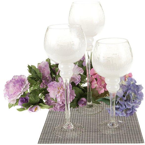 Burcu 3'lü Dekoratif Cam Şamdan | BC-3474-W