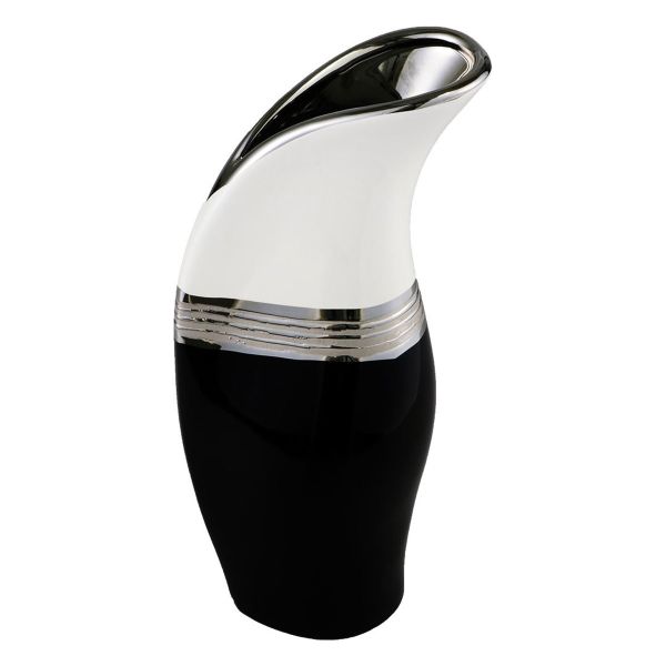 Vase décoratif en céramique Almina | 32cm | Noir et blanc | Al-9195
