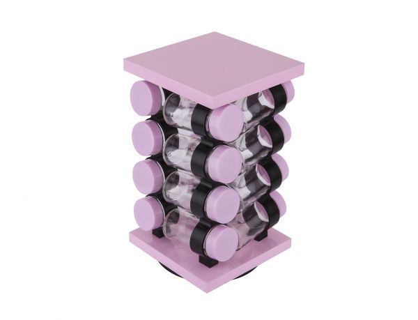 Tantitoni | 16'lı Pembe Cam Baharatlık Seti | 006-01