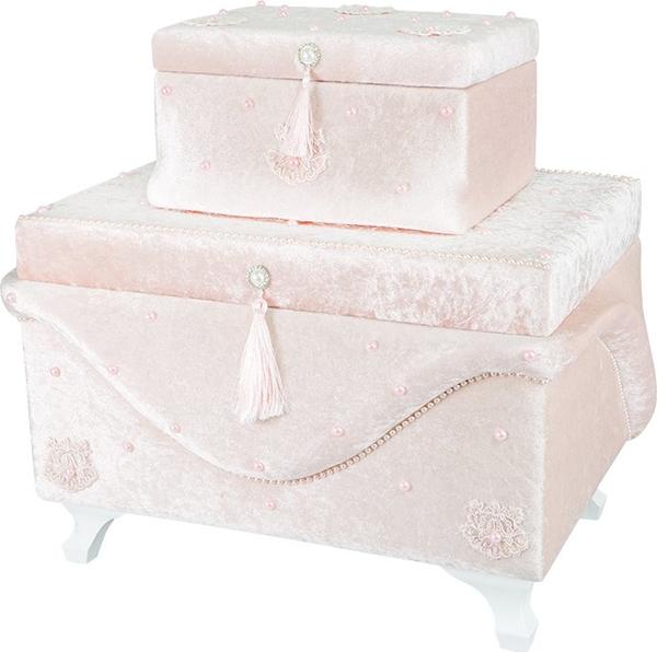 Dekonaz 2'li İnci Süslemeli Çeyiz Sandığı | Pembe | SDK-0017
