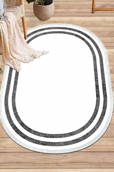 Birkilim Oval Yıkanabilir İpeksi Kaymaz Taban Dekoratif Halı | MLN-IP-O-SD-301