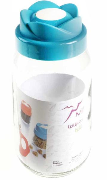 Miradan Cam Kavanoz 1 Litre Mavi