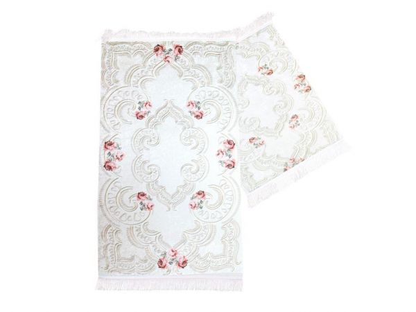 روز لاين طقم بساط حمام مستطيل 2 قطعة كريم