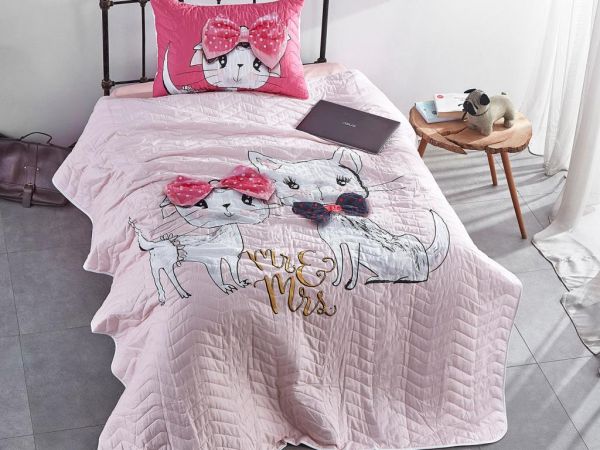 Çeyizdiyarı Pisy Kapitoneli Tek Kişilik Yatak Örtüsü Pudra