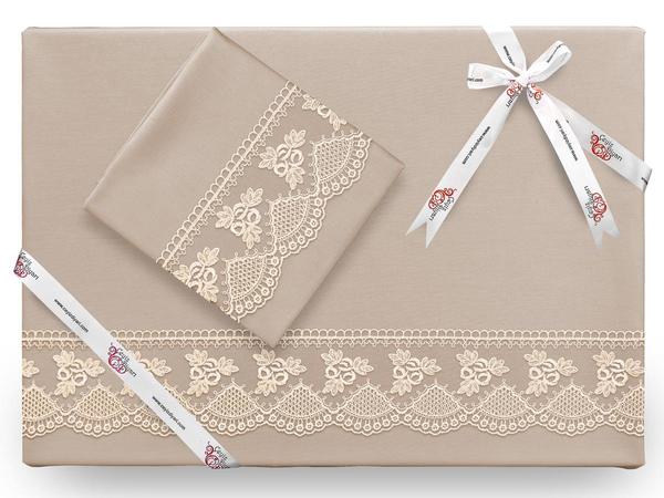 Monolithic Plain Französisch geschnürten Bettbezug Set Cappucino