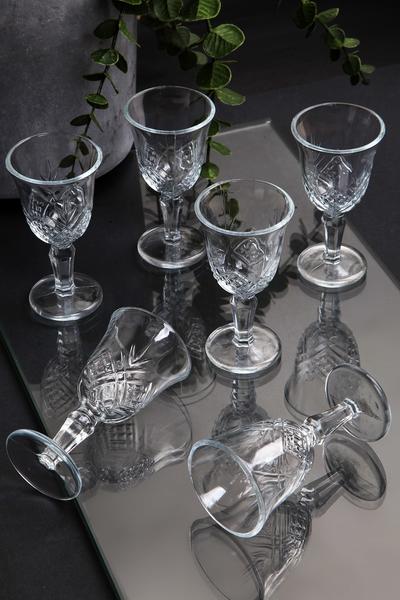 6 verres à eau et à liqueur en cristal côté café