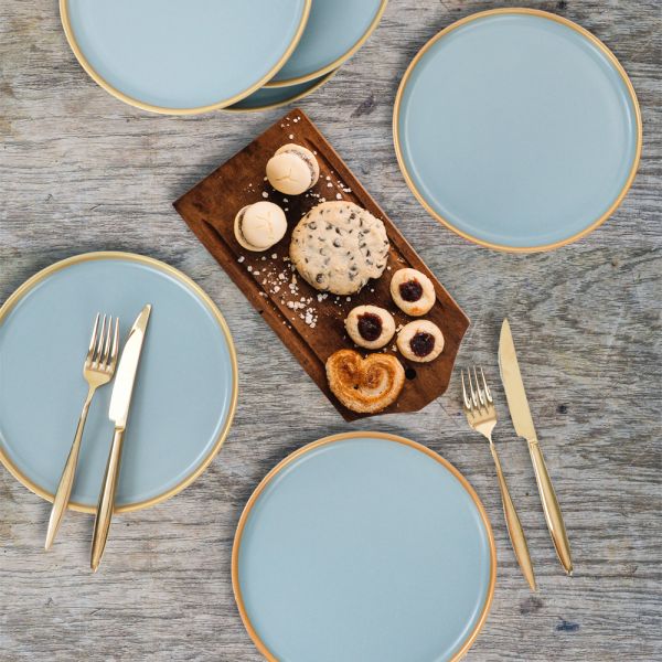 Nordic Gold Mat Gri Pasta Tabağı 22 Cm 6 Adet | Keramika