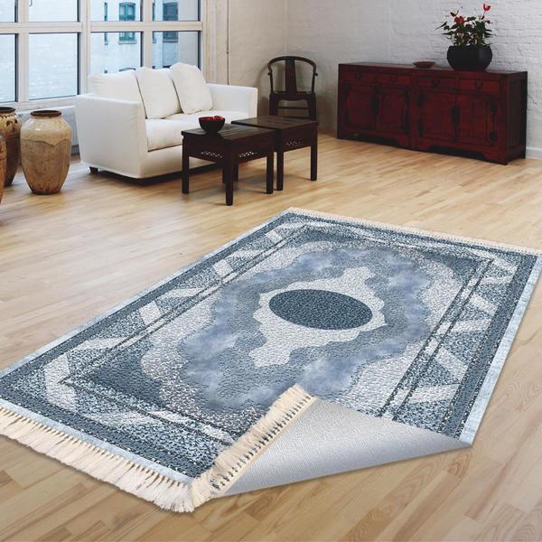 Milano Yıkanabilir Dekoratif Halı Kaymaz Taban | 8mm | Mavi | MLN-HK065-1