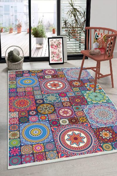 Birkilim Yıkanabilir Dekoratif Halı İpeksi Kaymaz Taban | MLN-IP-HS-307