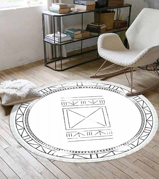 Birkilim Yuvarlak Yıkanabilir Dekoratif Halı İpeksi Kaymaz Taban | MLN-IP-YU-HY-1376