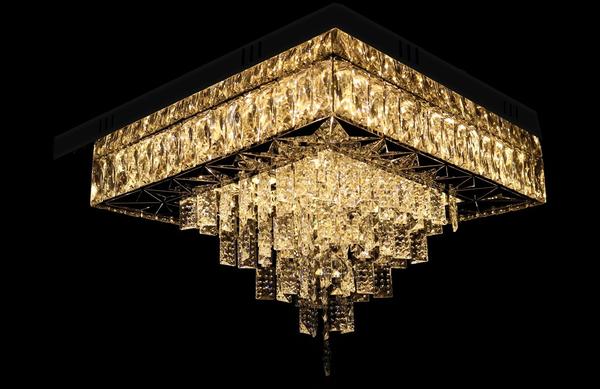 Dekonaz Kristal LED Kare Tavan Lambası MP3 Bluetooth 60cm | DTX-C27-26