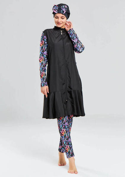 Adasea 2063-19 Siyah Tam Kapalı Tesettür Mayo