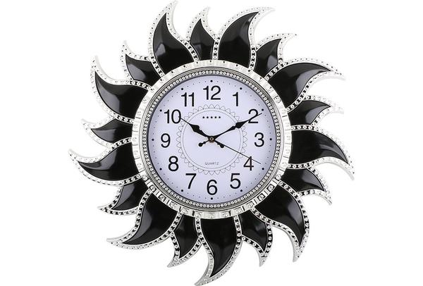Bavary Duvar Saati 54x54cm | Güneş | Siyah | By-ne-878-black