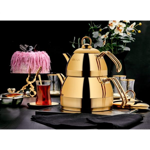 Oz Leben | Ela Gold Titan Teekanne 700-1600 ml