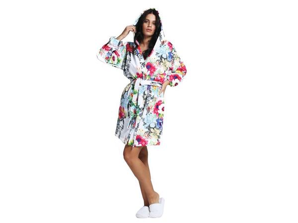 Hawaii Tropical Velvet Hooded Bathrobe XL