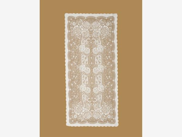 Örme Pano Desenli Konsol Örtüsü Sultan Krem