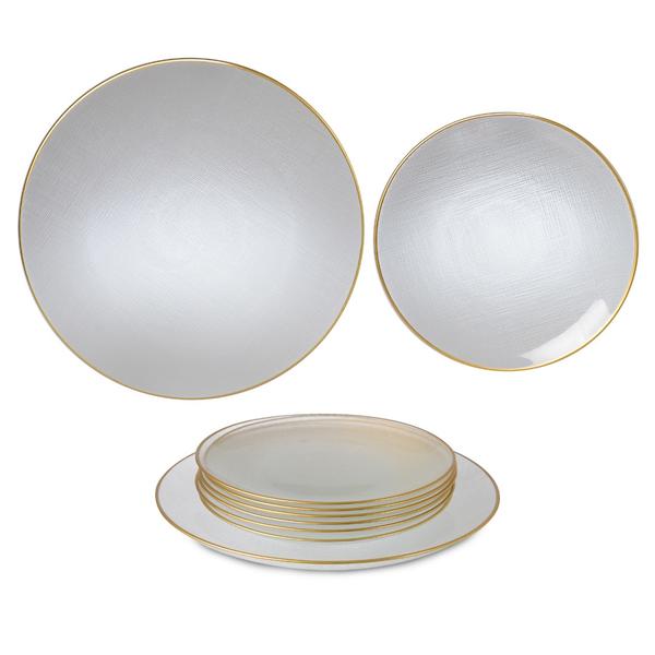 17857-17856 * 6 GOLD FABRIC 6 + 1 GLASS CAKE SET 28 / 21CM-SIMPLE EDGE RIM | SILK-AKC906