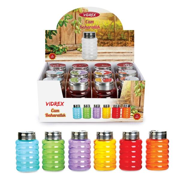 NK6988C GLAS 12cm BIEGE BUNTE GEWÜRZ ASORTI | SILK-29614