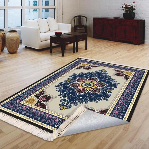 Milano Yıkanabilir Dekoratif Halı Kaymaz Taban | 8mm | Mavi | MLN-HK025-1