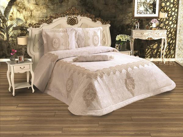 Fransız Güpürlü Çeyizlik Yatak Örtüsü Damla Krem