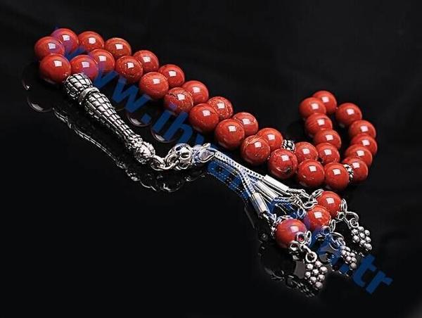 Chapelet en pierre de jaspe (925 SET ARGENT)