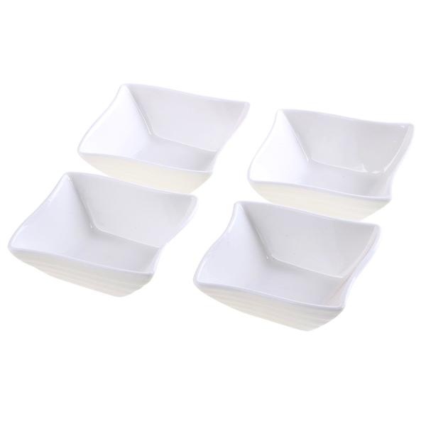 Almina Aperatif 4 Parça Dalgalı Porselen Kase | Beyaz | 4 Kişilik | AL-8051