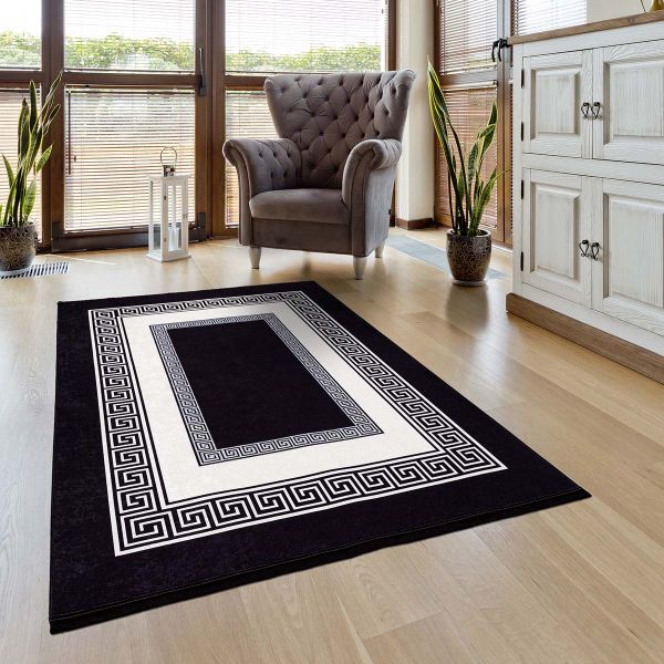 Siela | Latex Yıkanabilen Halı | Siyah | 1210-Black