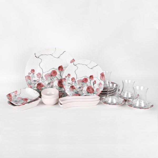 Pink Rose Kahvaltı Takımı 19 Parça 4 Kişilik - 18237 | Keramika