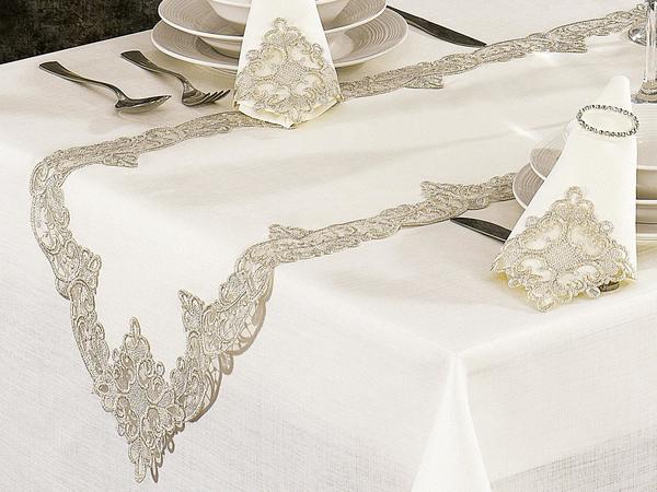 Französisch geschnürte Efes Spitze Tischdecke Set - 26 Stück