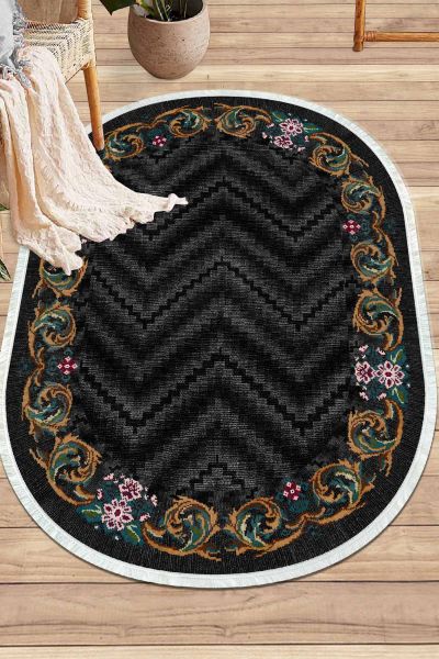 Birkilim Oval Yıkanabilir İpeksi Kaymaz Taban Dekoratif Halı | MLN-IP-O-SD-237
