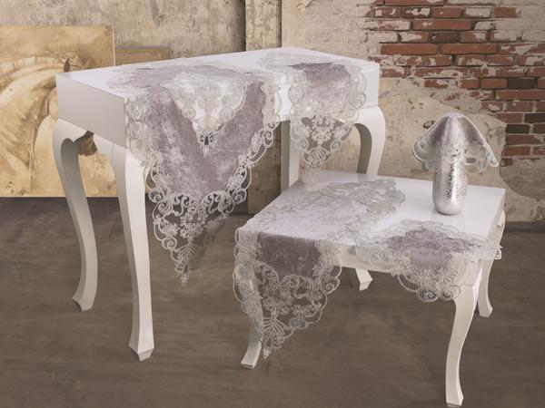 Velvet Cinar Wohnzimmer Set 5 Stück Grau