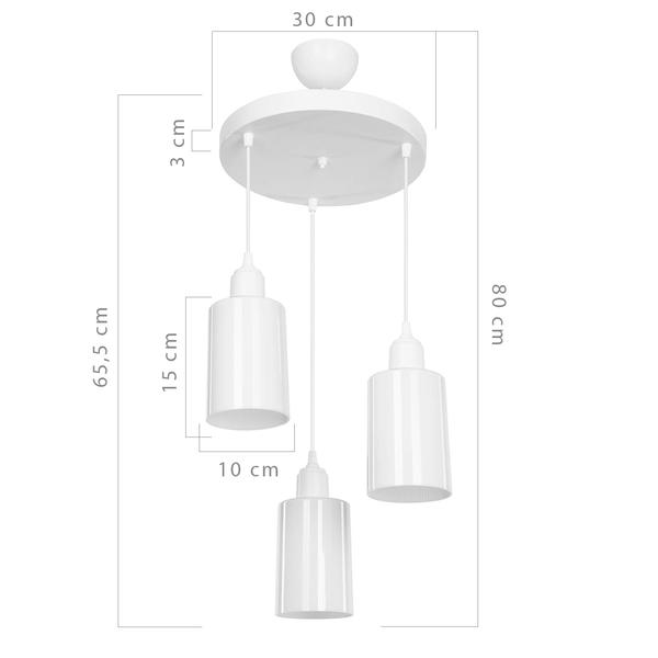 Aksel Triple Chandelier Opal Optic Glass Black