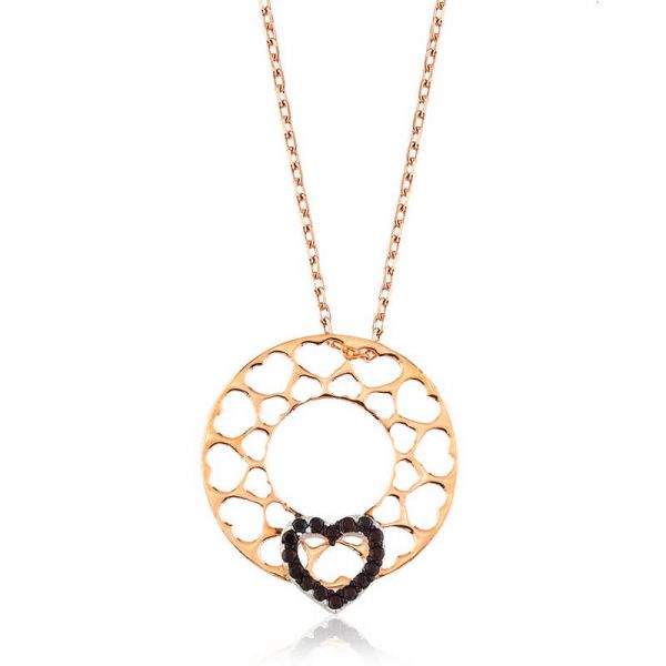 Gümüş Kalpli Çember Bayan Kolye