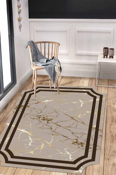 Birkilim Lazer Kesim Yıkanabilir İpeksi Kaymaz Taban Dekoratif Halı | MLN-IP-HT-853