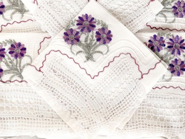 Çeyizlik El İşi Dantel Mutfak Takımı Daisy Lila