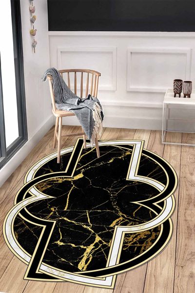 Birkilim Lazer Kesim Yıkanabilir İpeksi Kaymaz Taban Dekoratif Halı | MLN-IP-HT-1262