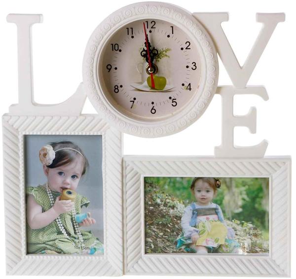 Love Apple Resim Çerçeveli Duvar Saati Beyaz